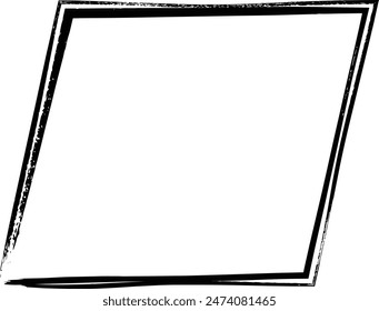 Frame parallelogram texture element, outline border grunge shape icon, decorative doodle for design in vector illustration