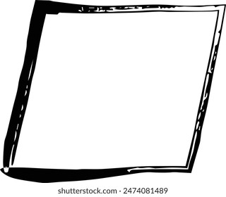 Frame parallelogram texture element, outline border grunge shape icon, decorative doodle for design in vector illustration