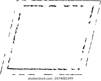 Frame parallelogram texture element, outline border grunge shape icon, decorative doodle for design in vector illustration