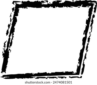Elemento de textura de paralelogramo de marco, borde de contorno, forma de grunge, garabato decorativo para el diseño en Ilustración vectorial