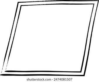 Frame parallelogram texture element, outline border grunge shape icon, decorative doodle for design in vector illustration