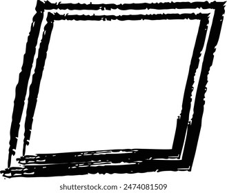 Elemento de textura de paralelogramo de marco, borde de contorno, forma de grunge, garabato decorativo para el diseño en Ilustración vectorial