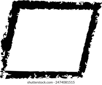 Frame parallelogram texture element, outline border grunge shape icon, decorative doodle for design in vector illustration