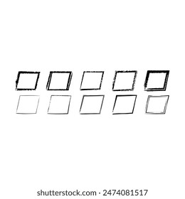 Frame parallelogram texture element, outline border grunge shape icon, decorative doodle for design in vector illustration