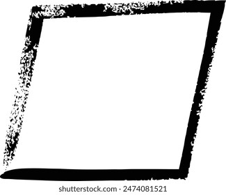 Frame parallelogram texture element, outline border grunge shape icon, decorative doodle for design in vector illustration