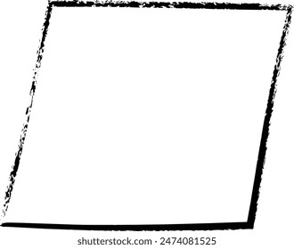 Frame parallelogram texture element, outline border grunge shape icon, decorative doodle for design in vector illustration