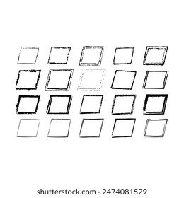 Frame parallelogram texture element, outline border grunge shape icon, decorative doodle for design in vector illustration