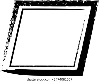 Frame parallelogram texture element, outline border grunge shape icon, decorative doodle for design in vector illustration