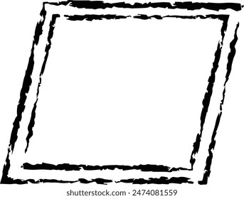 Frame parallelogram texture element, outline border grunge shape icon, decorative doodle for design in vector illustration