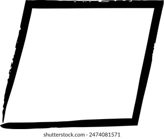 Frame parallelogram texture element, outline border grunge shape icon, decorative doodle for design in vector illustration