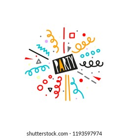 Frame party, carnival. Hand drawn fireworks, explosion, vector design element