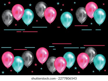  frame  party celebration Birthday in  style Background with balloons Bright vector illustration