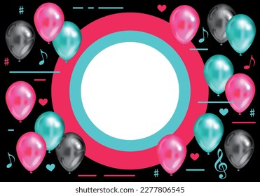  frame  party celebration Birthday in  style Background with balloons Bright vector illustration