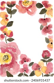 Frame pastel loose flower watercolor border art. Invitation frame and border.