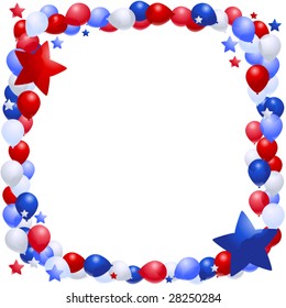 Frame of patriotic vector balloons and stars