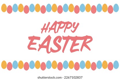 Frame with pattern eggs and Happy Easter characters