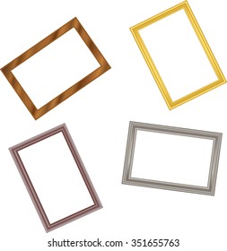 frame pattern, metal gold, metal silver, wood, precious metals, four frames, vector