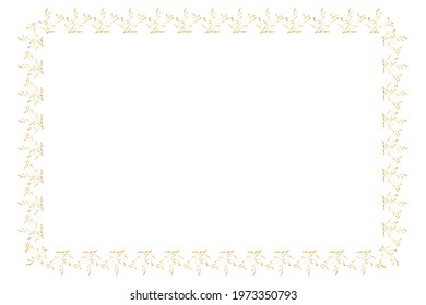 frame with a pattern of plant elements.the color of gold.vector illustration.isolated on a white background.