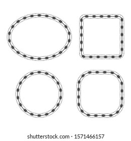 frame with pattern shapes and lines. border vintage or retro style. delimiter for text or calligraphy. simple flat design isolated white background.