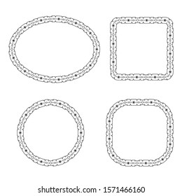 frame with pattern shapes and lines. border vintage or retro style. delimiter for text or calligraphy. simple flat design isolated white background.