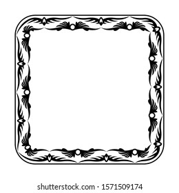frame with pattern shapes and lines. border vintage or retro style. delimiter for text or calligraphy. simple flat design isolated white background.