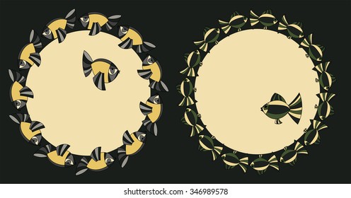 Frame, pattern of a small fish around
