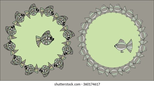 Frame, pattern of a small fish around