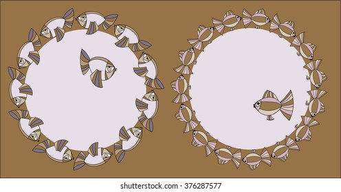 Frame, pattern of a small fish around