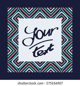 Frame with pattern for text. Dark blue substrate.