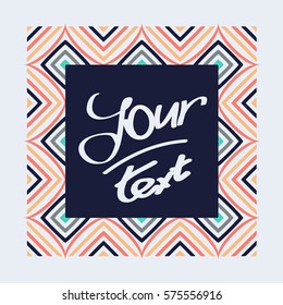 Frame with pattern for text. Dark blue substrate. Light colors