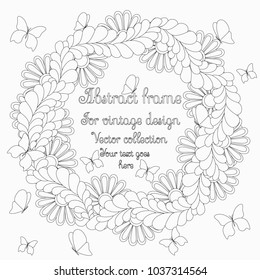 frame with patterns and butterflies