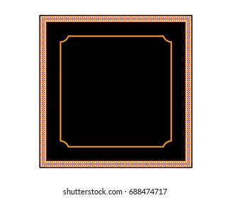 Frame with patterns of different colors in a black square
