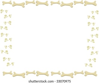 Frame of Paw Prints and Bones Vector