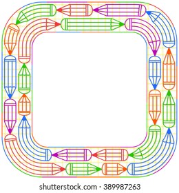 Frame with pencil in flat style on education, childhood, school theme.