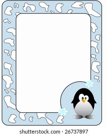 Frame with penguin. Vectors illustration