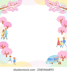 frame of people going out in spring