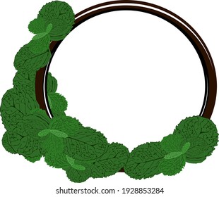 frame, peppermint with various colored leaves, vector frames decorated with rectangular and circular text