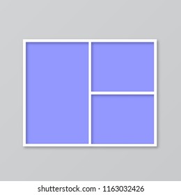 Frame photo collage. Mood board vector illustration. Timeline for photographers. Cover for blog boards, websites, banners, posters. Easy to edit mockup template for storyboards, presentations, etc.