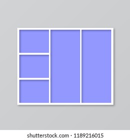 Frame photo collage. Mood board vector illustration. Timeline for photographers. Cover for blog boards, websites, banners, posters. Easy to edit mockup template for storyboards, presentations, etc.