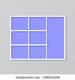 Frame photo collage. Mood board vector illustration. Timeline for photographers. Cover for blog boards, websites, banners, posters. Easy to edit mockup template for storyboards, presentations, etc.