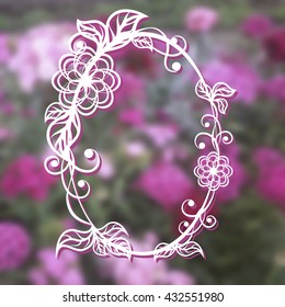 Frame for photo or text from a floral pattern on a blurred background. Vector pattern. Summer flowers.