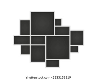 Frame for photos and images. Mosaic. Retro style. Collage template. Template for gallery walls. Photo collage of all sizes. Vector illustration