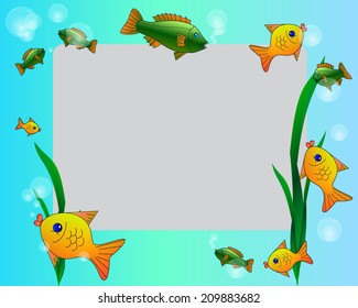 frame for photos or signature with goldfish