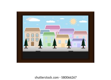 frame picture city landscape.vector and illustration
