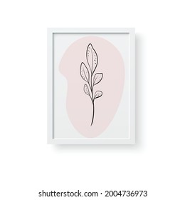 Frame with picture flower minmalist decoration Vector