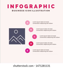 Frame, Picture, Image, Education Infographics Presentation Template. 5 Steps Presentation. Vector Icon Template background