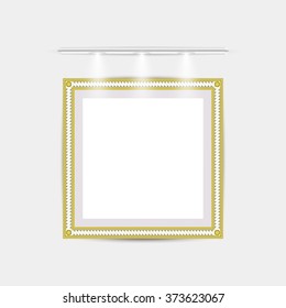 Frame For Picture And Lamp On A Wall. Vector Illustration