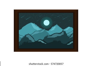 frame picture mountain hill landscape.vector and illustration