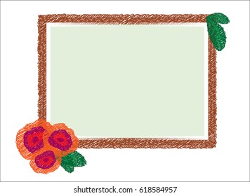 Frame with a picture of roses. Vector.