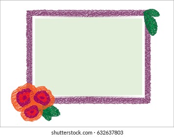 Frame with a picture of roses. Vector.